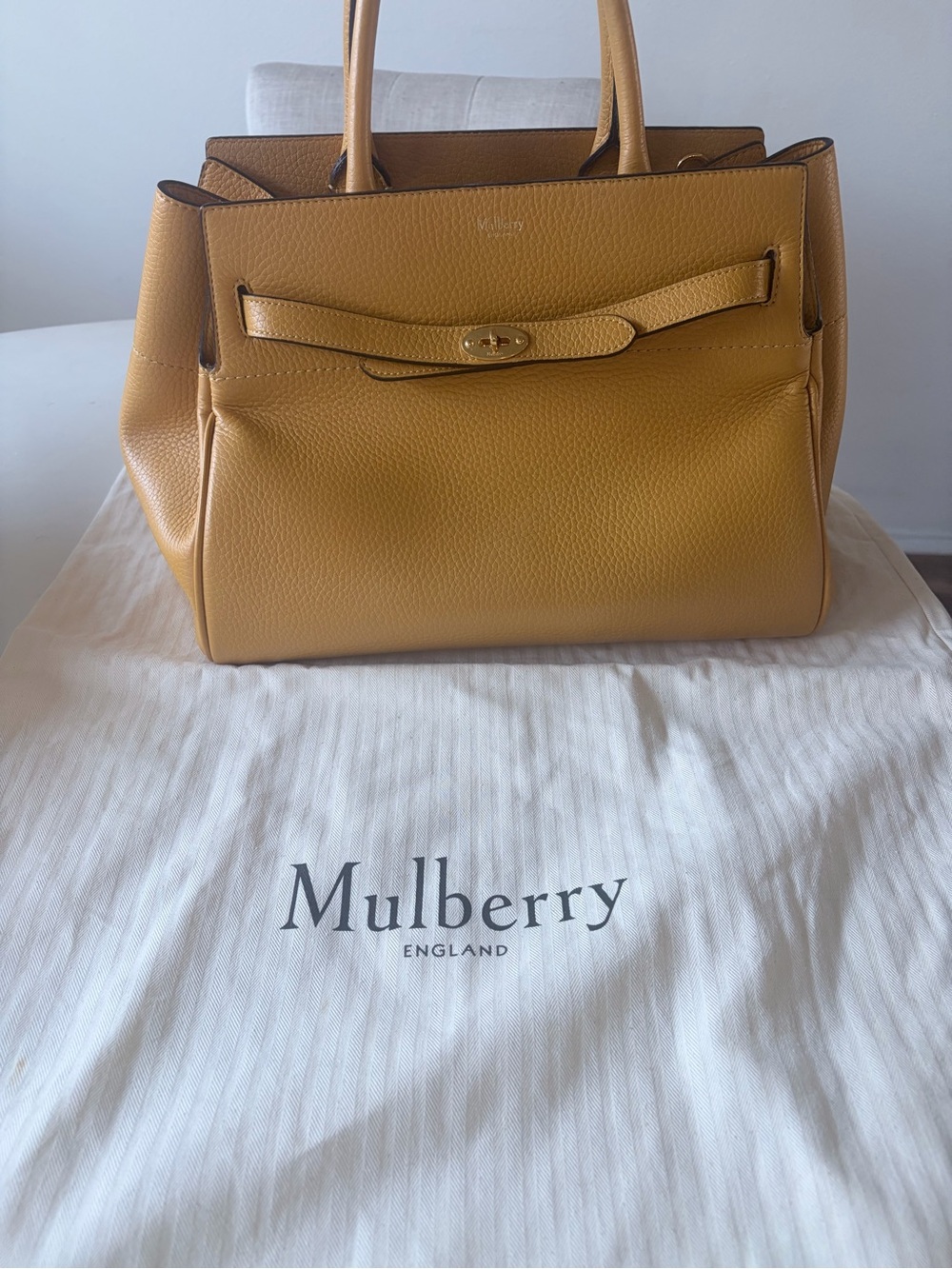 Mulberry Pebbled Leather Satchel in Mustard